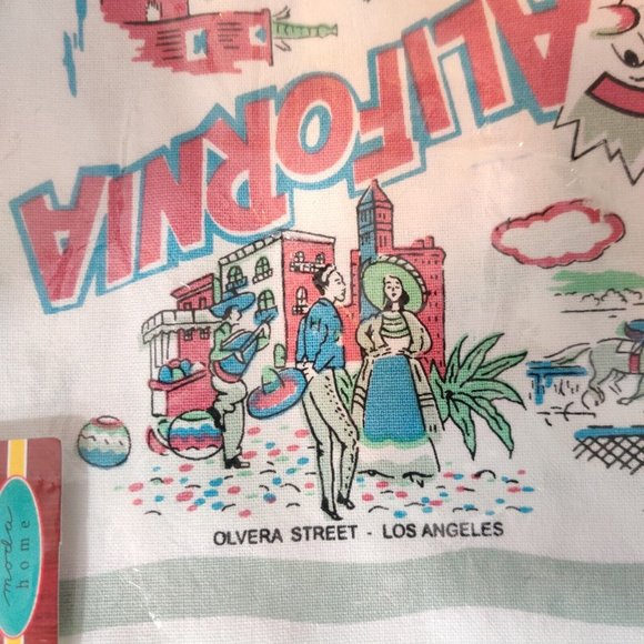 Vintage Moda Home Linens California Map Napkin Retro 100% cotton 20" New w/ Tag - Picture 4 of 8
